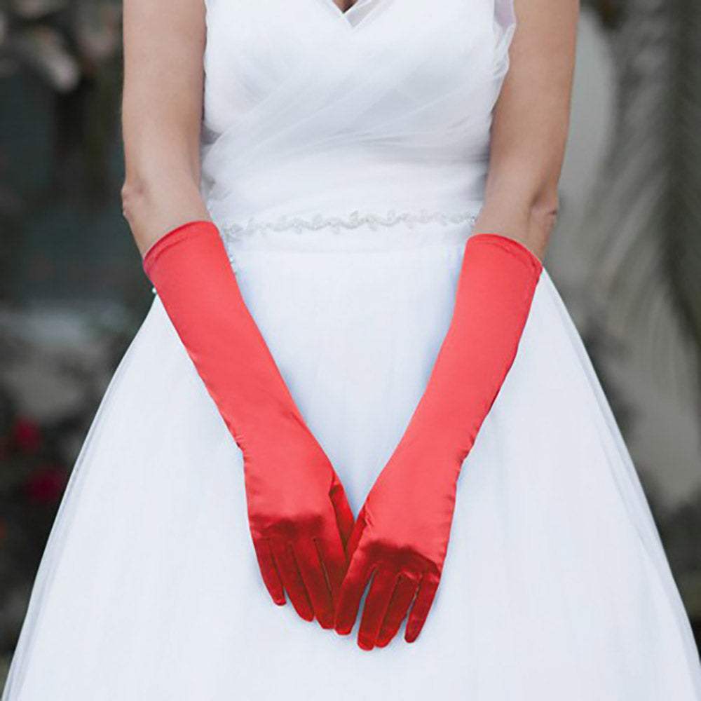 Medium Satin Wedding Gloves - Madeline Love - Flyclothing LLC