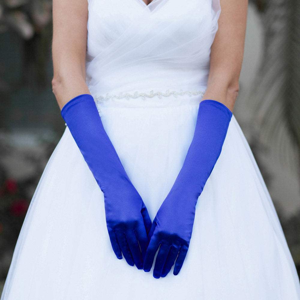 Medium Satin Wedding Gloves - Madeline Love - Flyclothing LLC