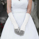 Medium Satin Wedding Gloves - Madeline Love - Flyclothing LLC