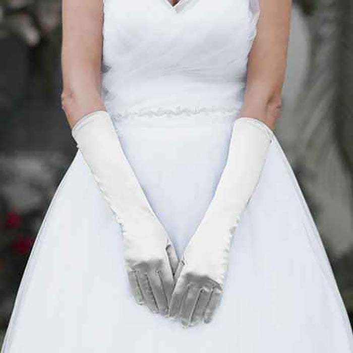 Medium Satin Wedding Gloves - Madeline Love - Flyclothing LLC