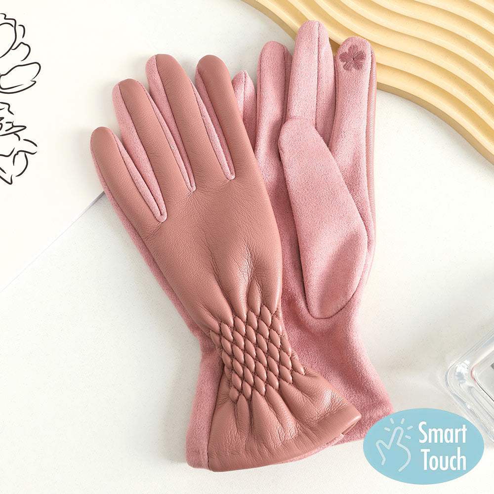 Pleat Detailed Touch Smart Gloves - Madeline Love - Flyclothing LLC