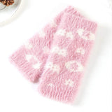 Leopard Patterned Faux Fur Fingerless Gloves / Wrist Warmer - Madeline Love - Flyclothing LLC