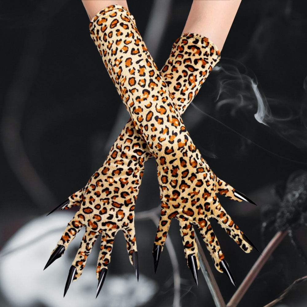 Leopard Patterned Long Nails Claws Gloves - Madeline Love - Flyclothing LLC