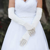 Dressy Satin Long Wedding Gloves - Madeline Love - Flyclothing LLC