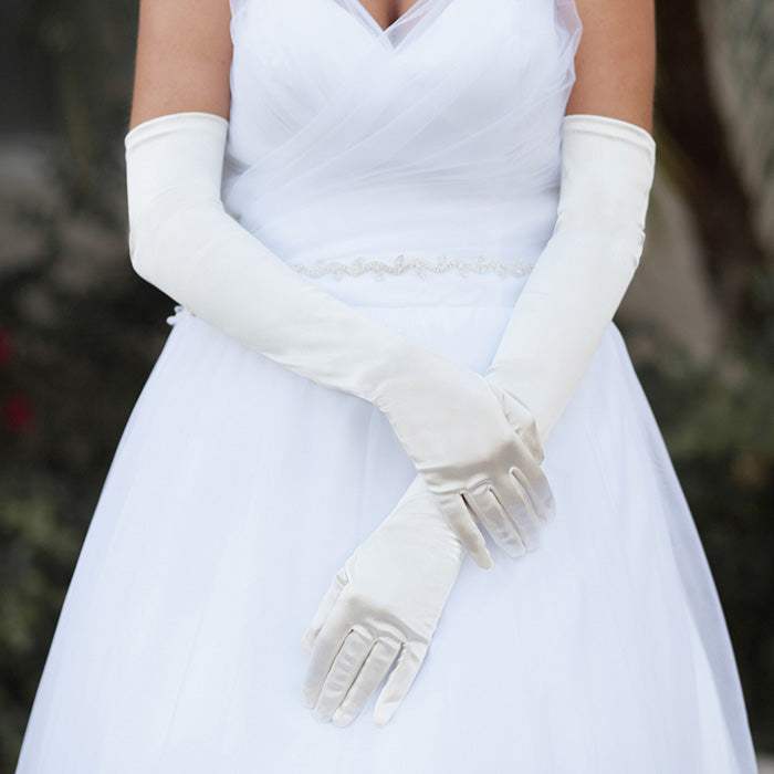 Dressy Satin Long Wedding Gloves - Madeline Love - Flyclothing LLC