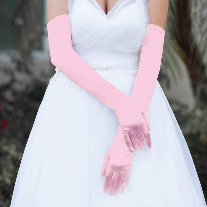 Dressy Satin Long Wedding Gloves - Madeline Love - Flyclothing LLC