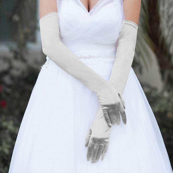 Dressy Satin Long Wedding Gloves - Madeline Love - Flyclothing LLC