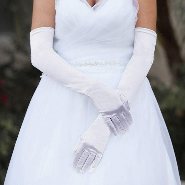Dressy Satin Long Wedding Gloves - Madeline Love - Flyclothing LLC