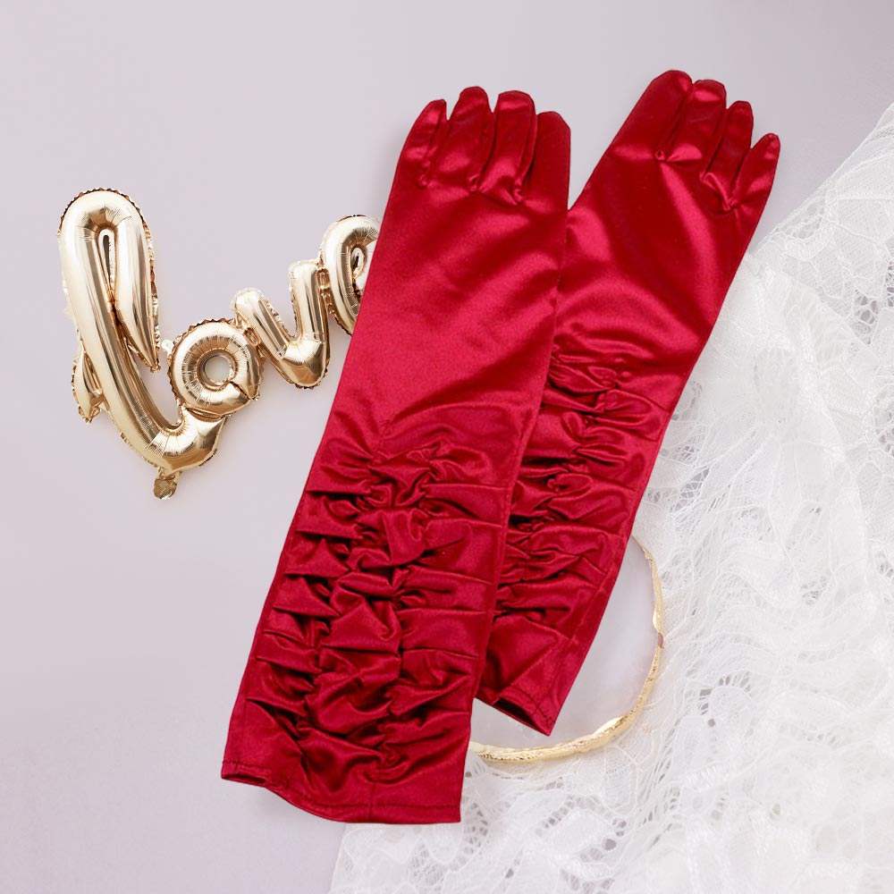 Dressy satin ruffle gloves - Madeline Love - Flyclothing LLC