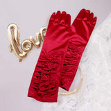 Dressy satin ruffle gloves - Madeline Love - Flyclothing LLC