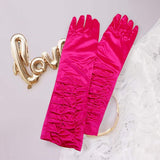 Dressy satin ruffle gloves - Madeline Love - Flyclothing LLC