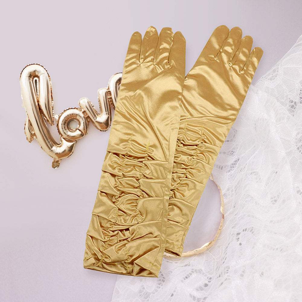 Dressy satin ruffle gloves - Madeline Love - Flyclothing LLC
