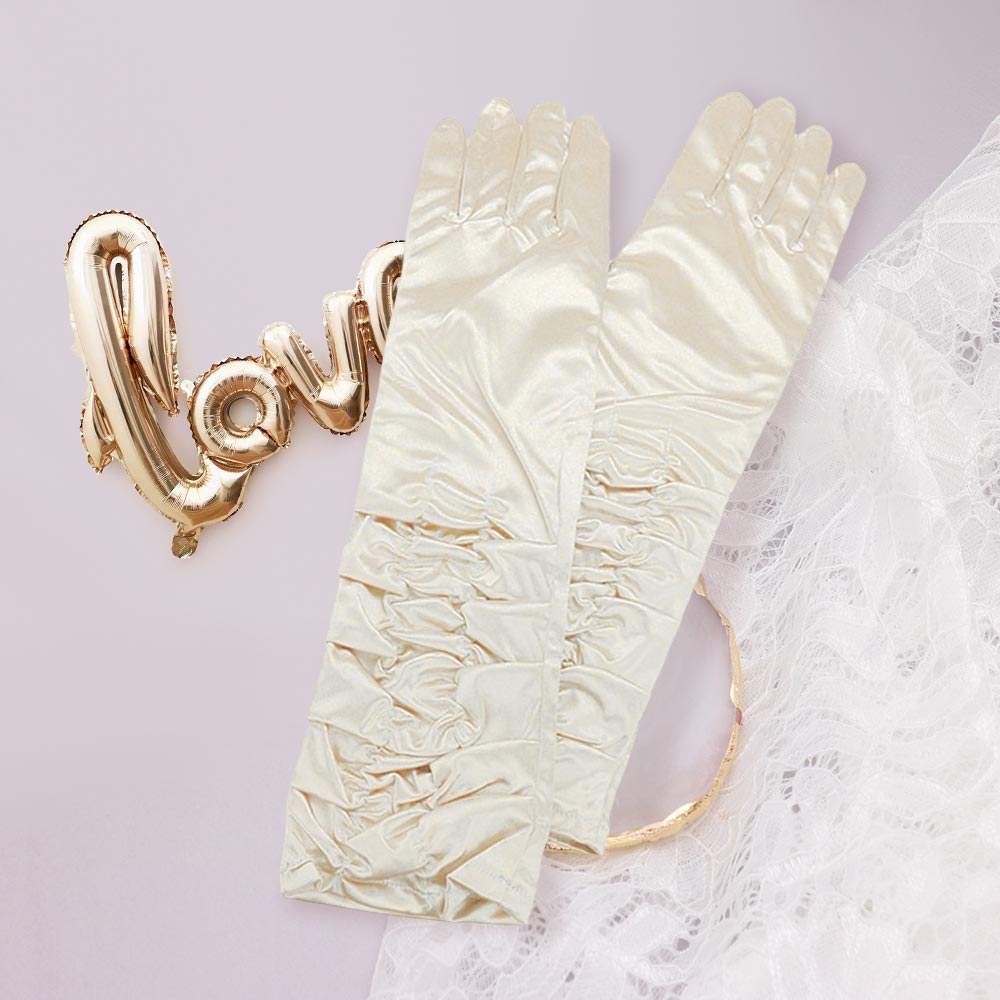Dressy satin ruffle gloves - Madeline Love - Flyclothing LLC