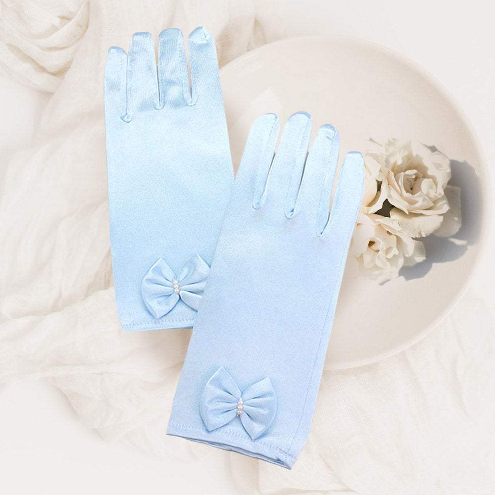 Dressy satin bow gloves - Madeline Love - Flyclothing LLC