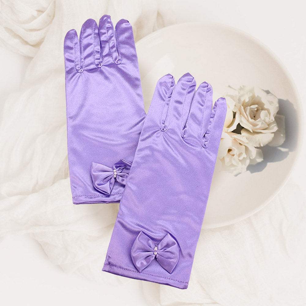 Dressy satin bow gloves - Madeline Love - Flyclothing LLC