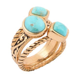 Multi-Shape Blue Turquoise and Golden Trio Ring Set - Barse Jewelry - Flyclothing LLC
