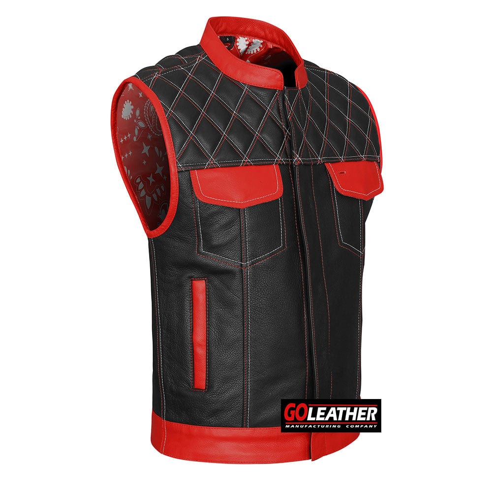 Brutal - Red and White Vest w/ Bandana Liner - GoLeather
