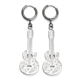 Grand Ole Opry Stainless Steel Silver Guitar Earrings