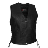 Aurora - Ladies Side Lace Leather Vest - GoLeather - Flyclothing LLC