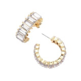 Baguette Stone Cluster Hoop Evening Earrings - Madeline Love - Flyclothing LLC