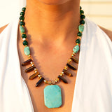 Grotto Blue Turquoise Statement Necklace - Barse Jewelry