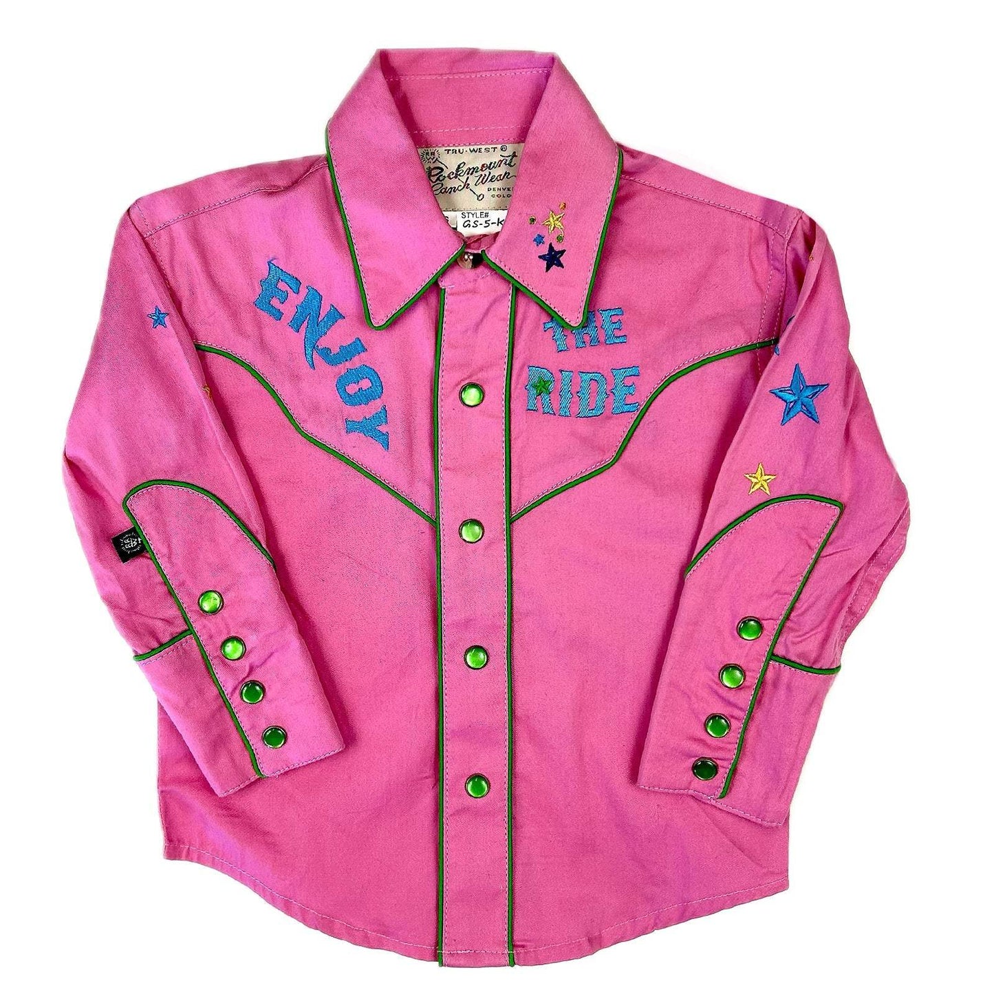 Rockmount Ranch Ware Kid's Pink Bronc Enjoy the Ride Embroidered Western Shirt - Rockmount Clothing - Flyclothing LLC
