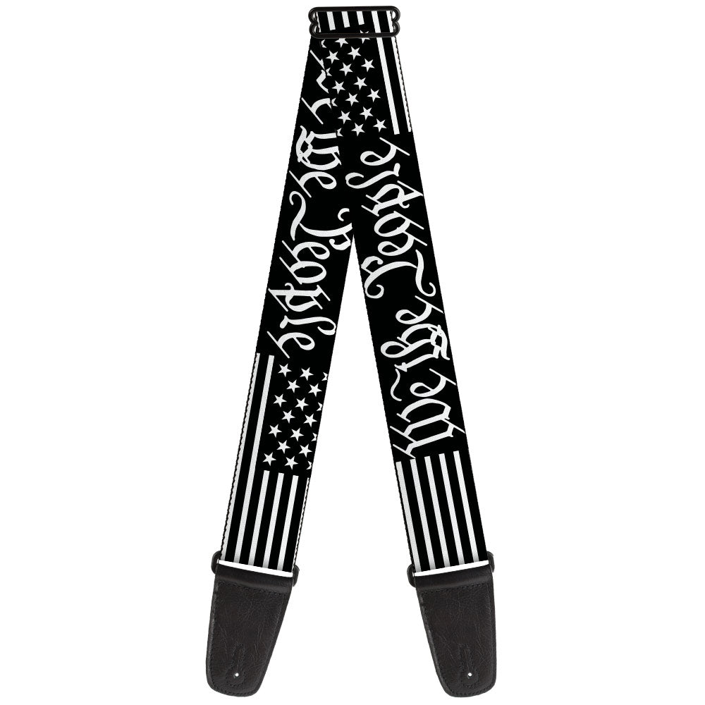 Guitar Strap - Americana Flag/WE THE PEOPLE Black/White - Buckle-Down - Flyclothing LLC