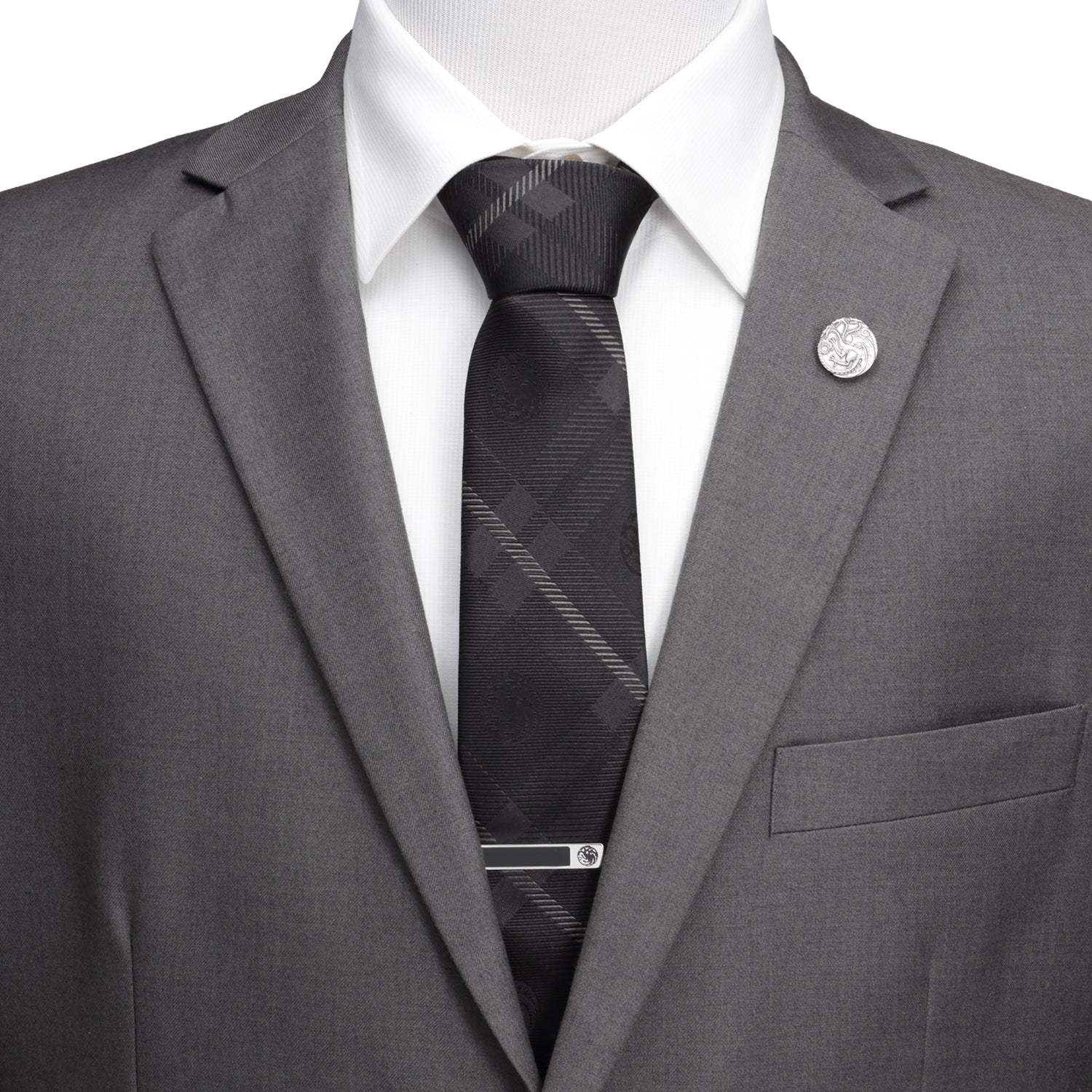 Game of Thrones Targaryen Dragon Black Plaid Silk Men's Tie - Cufflinks.com - Flyclothing LLC