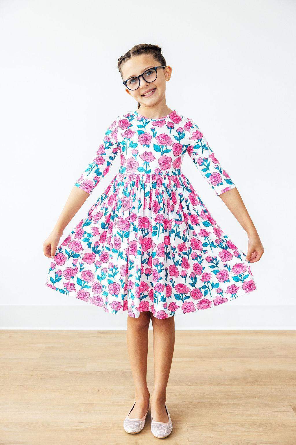 SALE Garden Glow 3/4 Sleeve Pocket Twirl Dress - Mila & Rose ® - Flyclothing LLC
