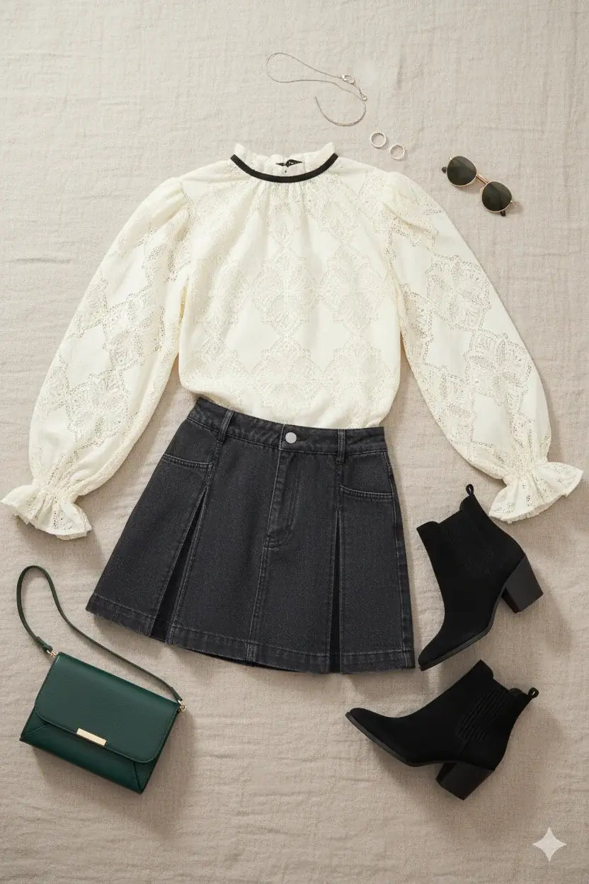 PRECIOUS LOOK IVORY WOVEN LACE TOP - Flying Tomato - Flyclothing LLC