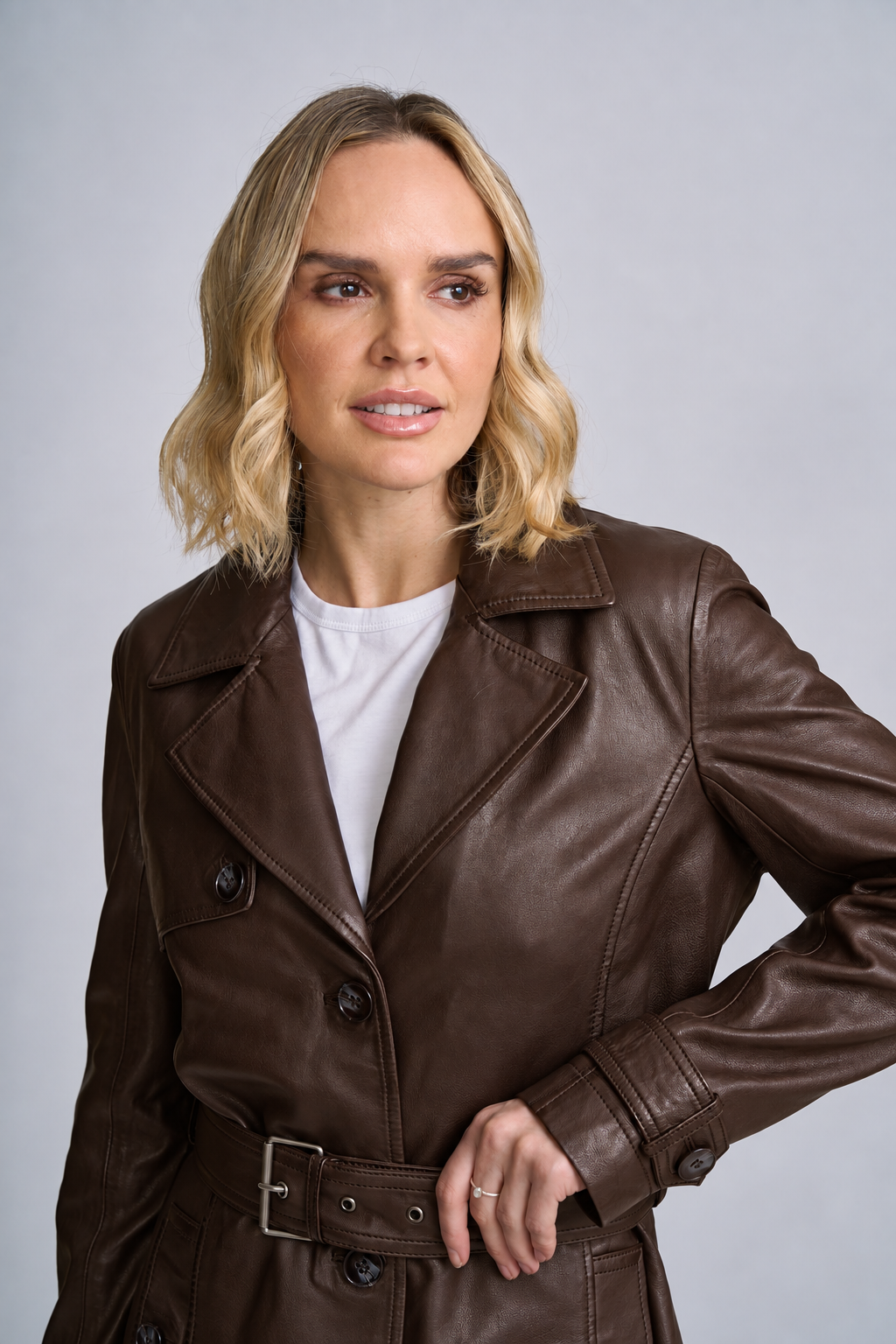 Leah CF Leather Trench - mauritiusleather - Flyclothing LLC