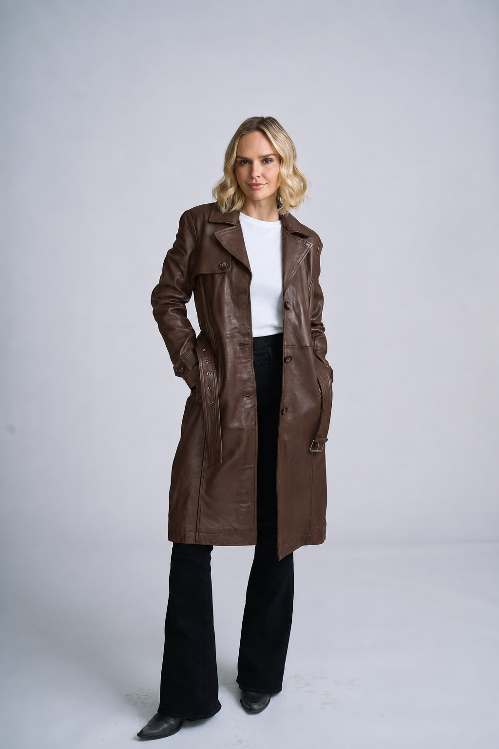 Leah CF Leather Trench - mauritiusleather - Flyclothing LLC