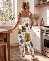 Baha Ranch Vintage Cowgirl Collage Western Overalls Jumpsuit - Baha Ranch Western Wear - Flyclothing LLC