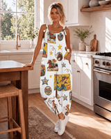 Baha Ranch Vintage Cowgirl Collage Western Overalls Jumpsuit - Baha Ranch Western Wear - Flyclothing LLC
