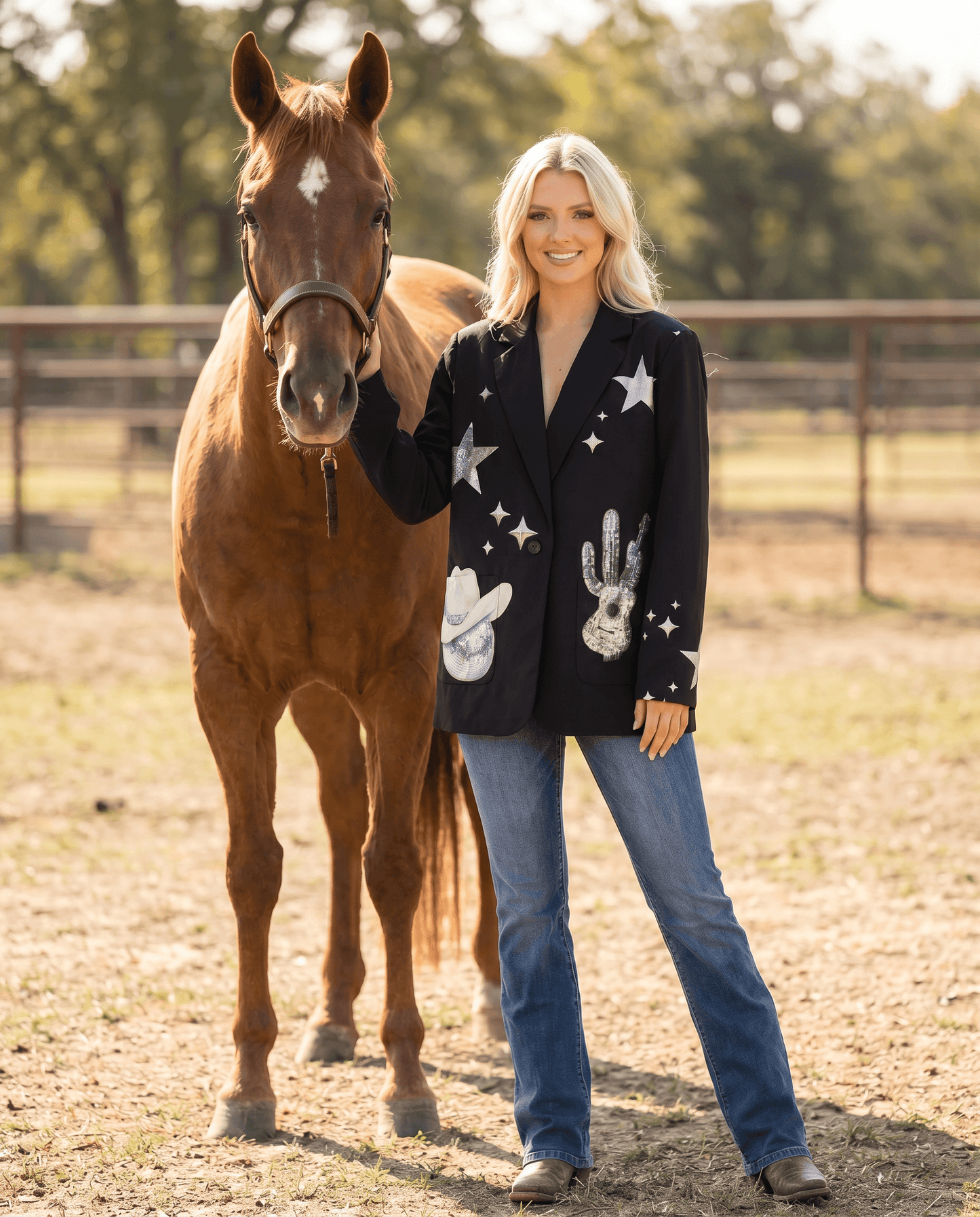 Baha Ranch Rhinestone Cowgirl Yeehaw Blazer