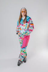 The Geodisiac | Retro Neon Curved Fit Women's One Piece Ski Suit - Shinesty