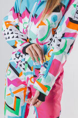 The Geodisiac | Retro Neon Curved Fit Women's One Piece Ski Suit - Shinesty