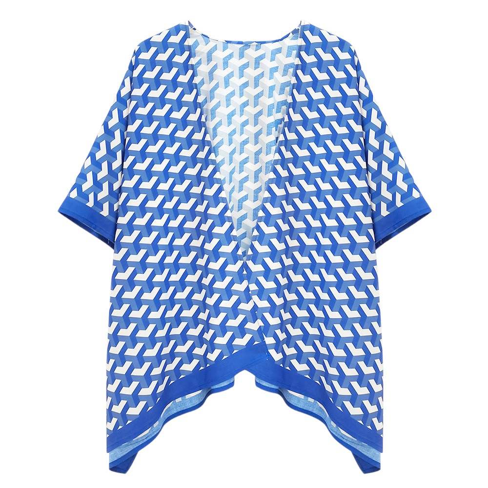 Geometric Pattern Print Ruana Poncho - Madeline Love - Flyclothing LLC