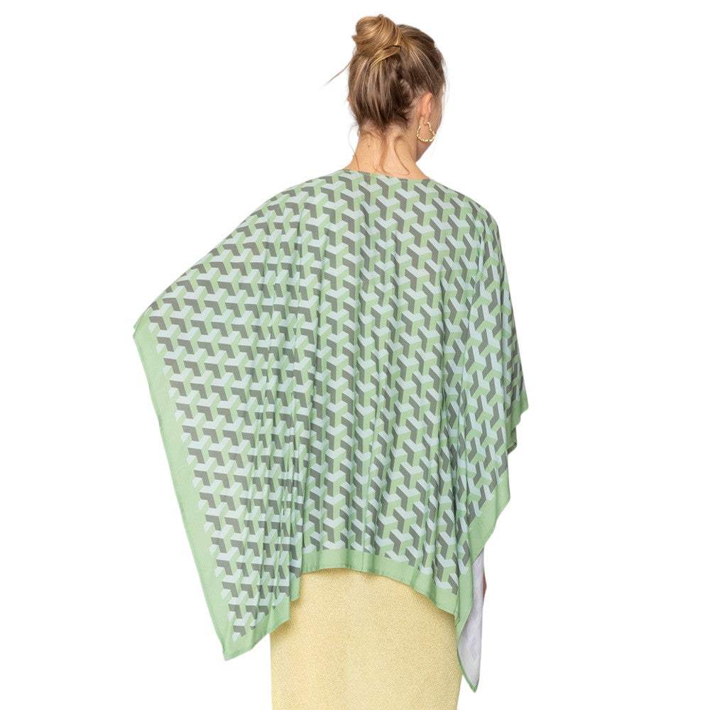 Geometric Pattern Print Ruana Poncho - Madeline Love - Flyclothing LLC