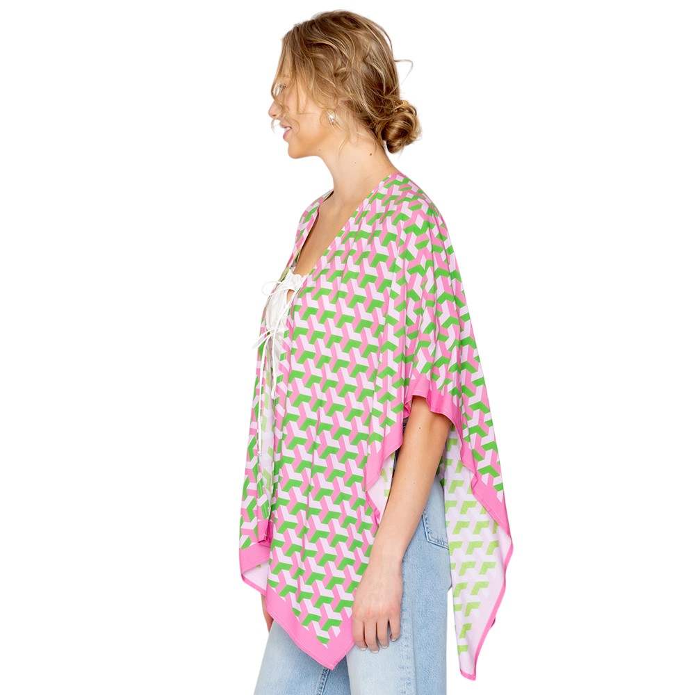 Geometric Pattern Print Ruana Poncho - Madeline Love - Flyclothing LLC