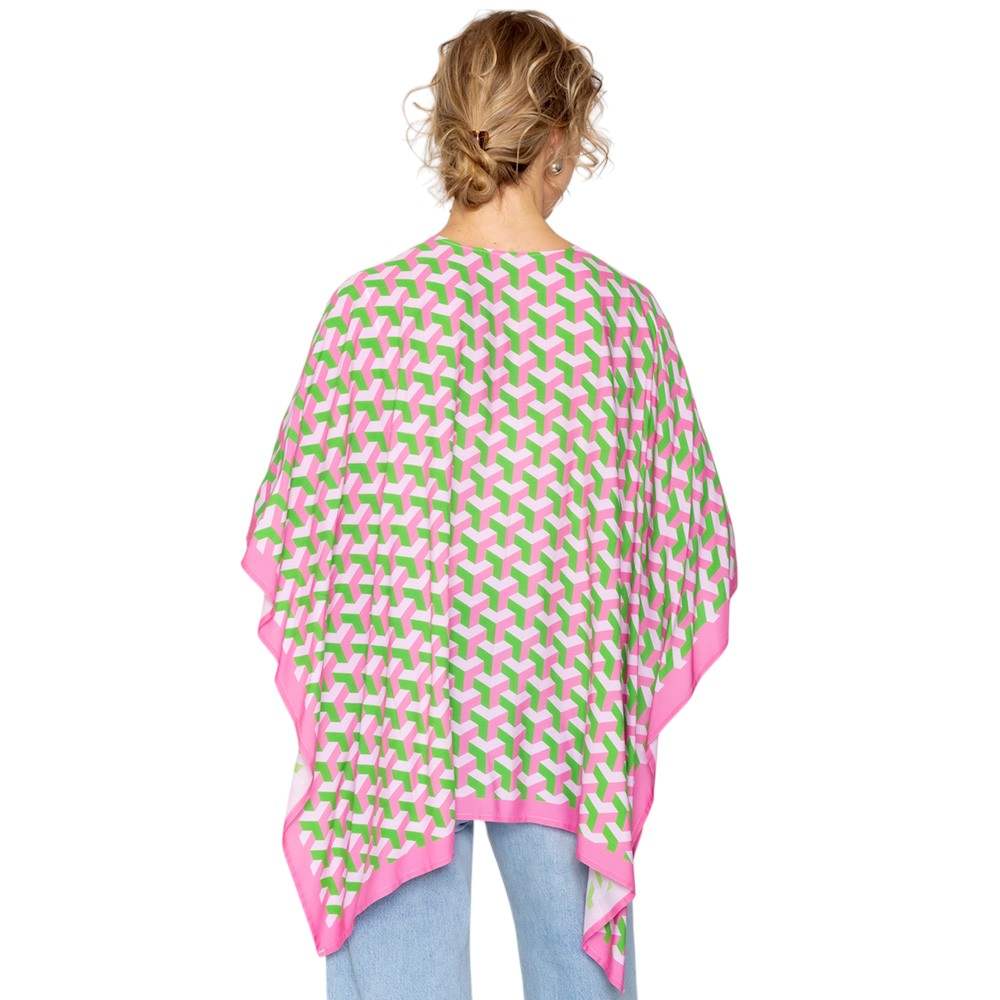 Geometric Pattern Print Ruana Poncho - Madeline Love - Flyclothing LLC
