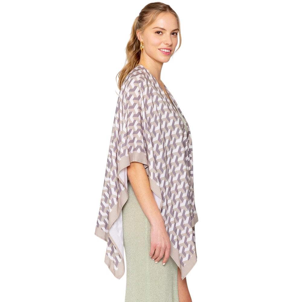 Geometric Pattern Print Ruana Poncho - Madeline Love - Flyclothing LLC