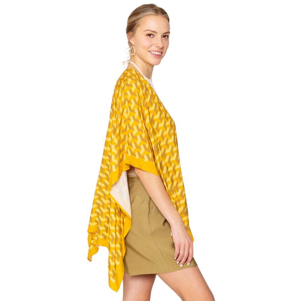 Geometric Pattern Print Ruana Poncho - Madeline Love - Flyclothing LLC