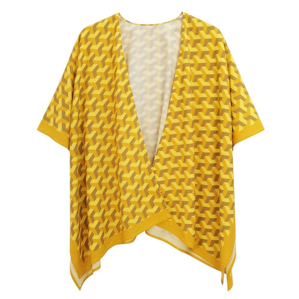 Geometric Pattern Print Ruana Poncho - Madeline Love - Flyclothing LLC