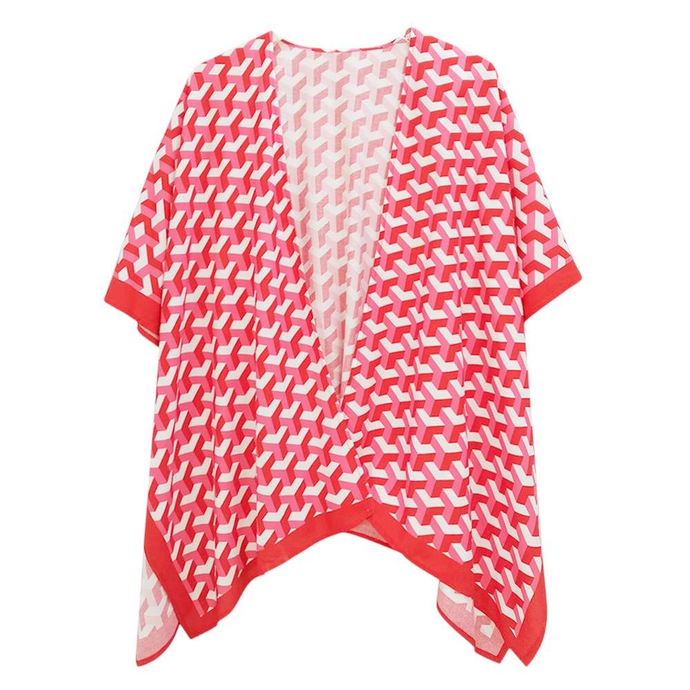 Geometric Pattern Print Ruana Poncho - Madeline Love - Flyclothing LLC