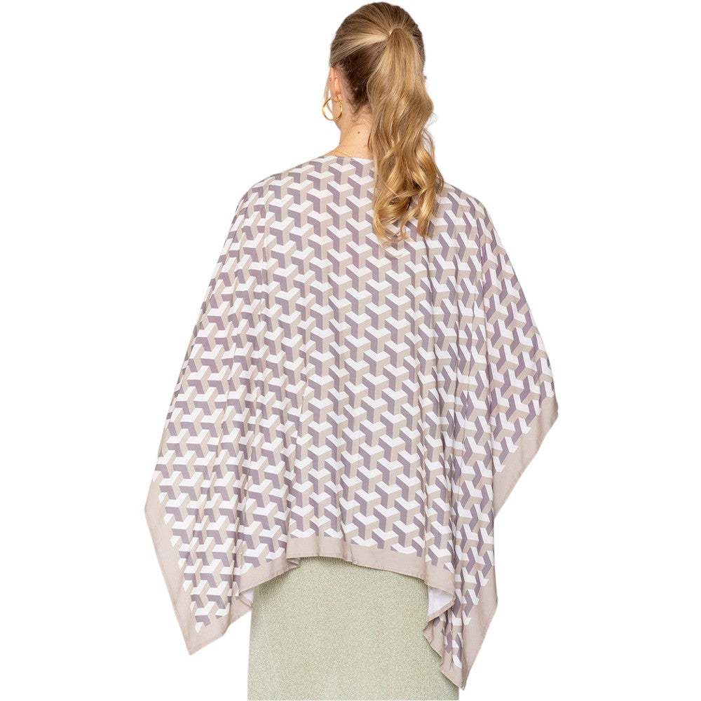 Geometric Pattern Print Ruana Poncho - Madeline Love - Flyclothing LLC