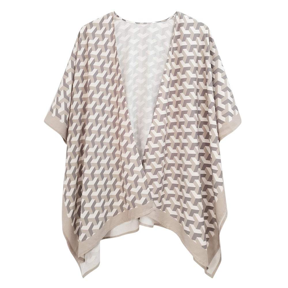 Geometric Pattern Print Ruana Poncho - Madeline Love - Flyclothing LLC