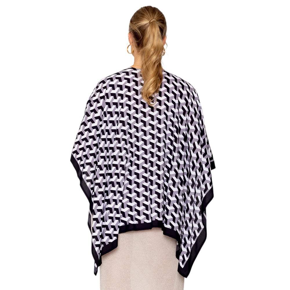 Geometric Pattern Print Ruana Poncho - Madeline Love - Flyclothing LLC