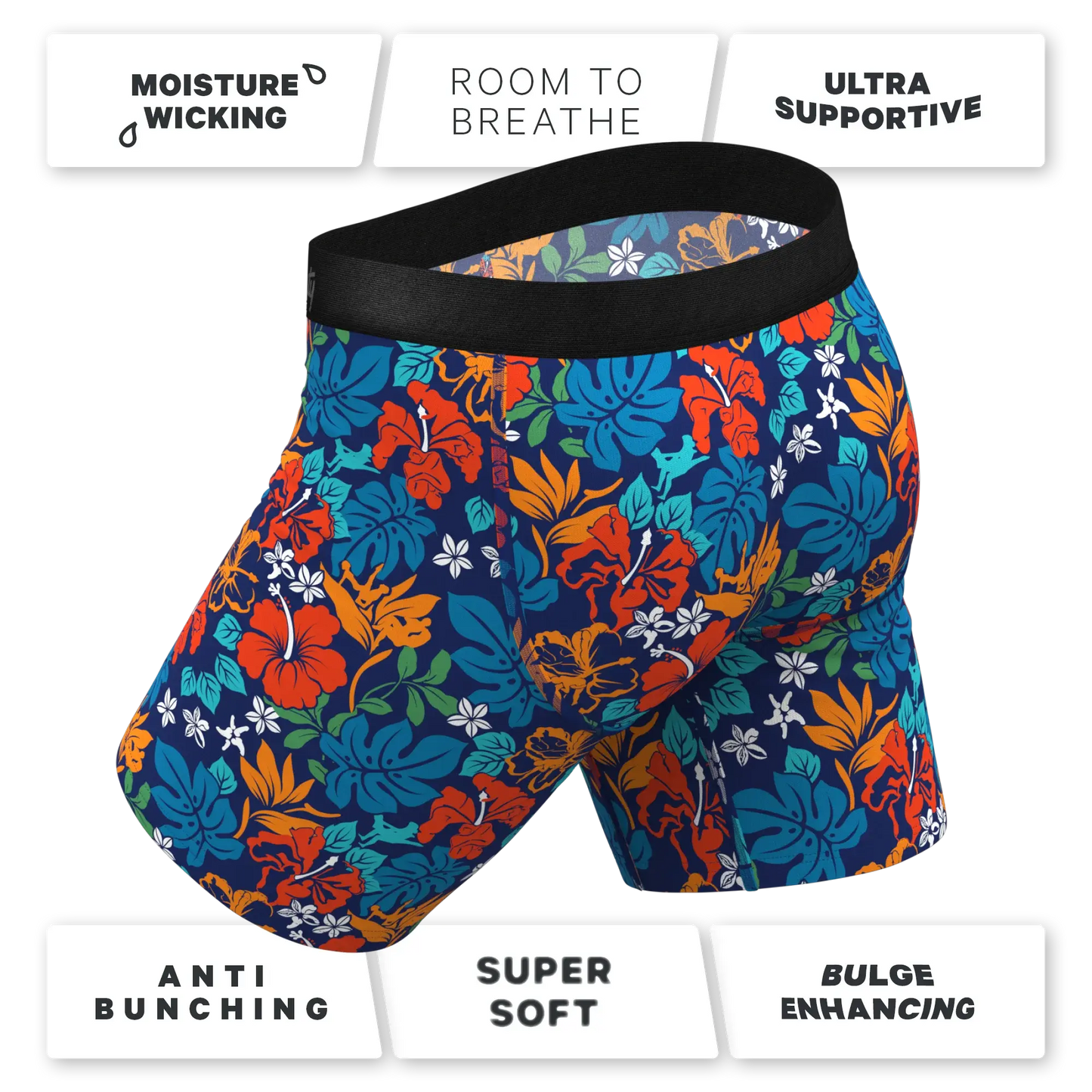 The Get Lei'd | Naughty Tropical Long Leg Ball Hammock® Pouch Underwear With Fly - Shinesty - Flyclothing LLC