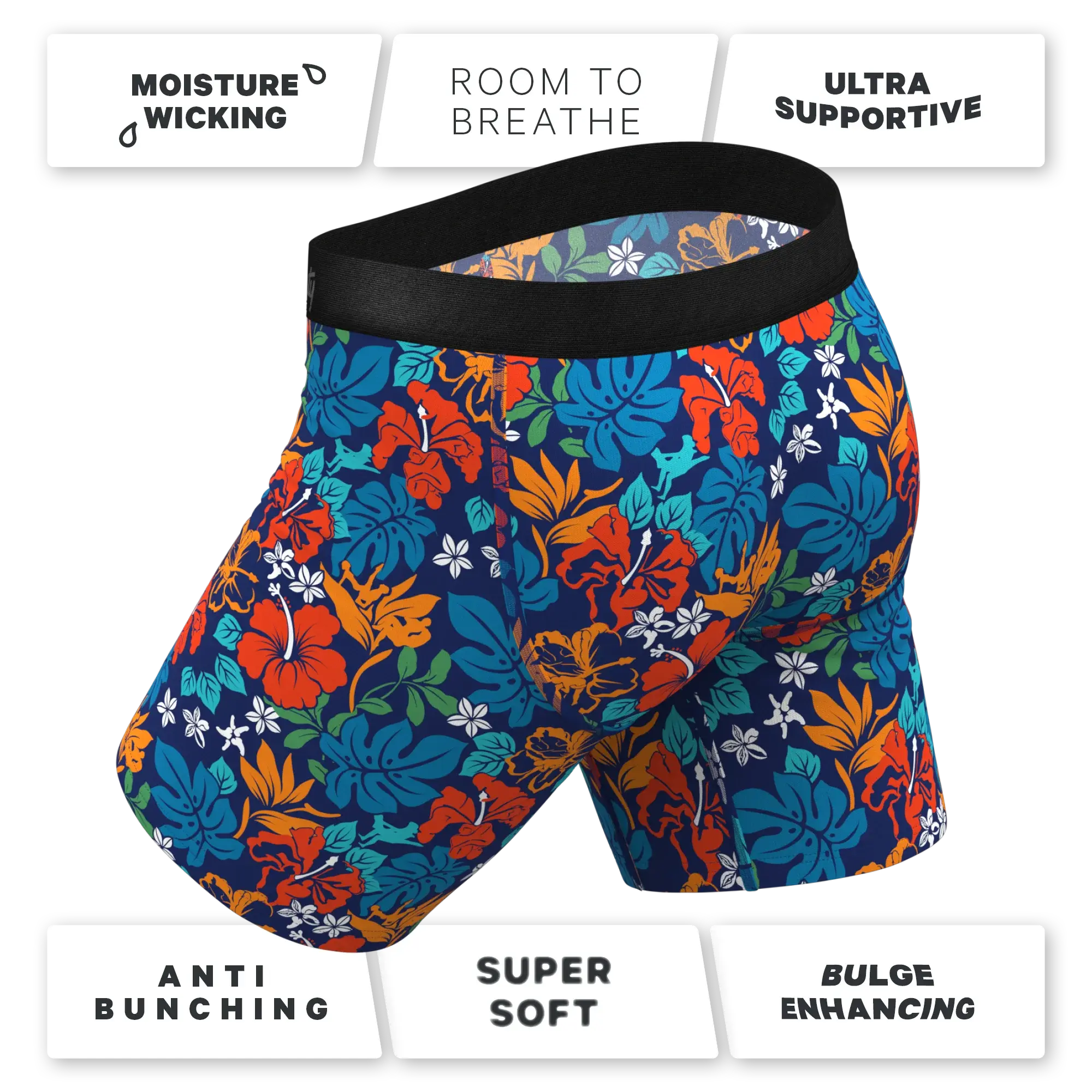 The Get Lei'd | Naughty Tropical Long Leg Ball Hammock® Pouch Underwear With Fly - Shinesty - Flyclothing LLC
